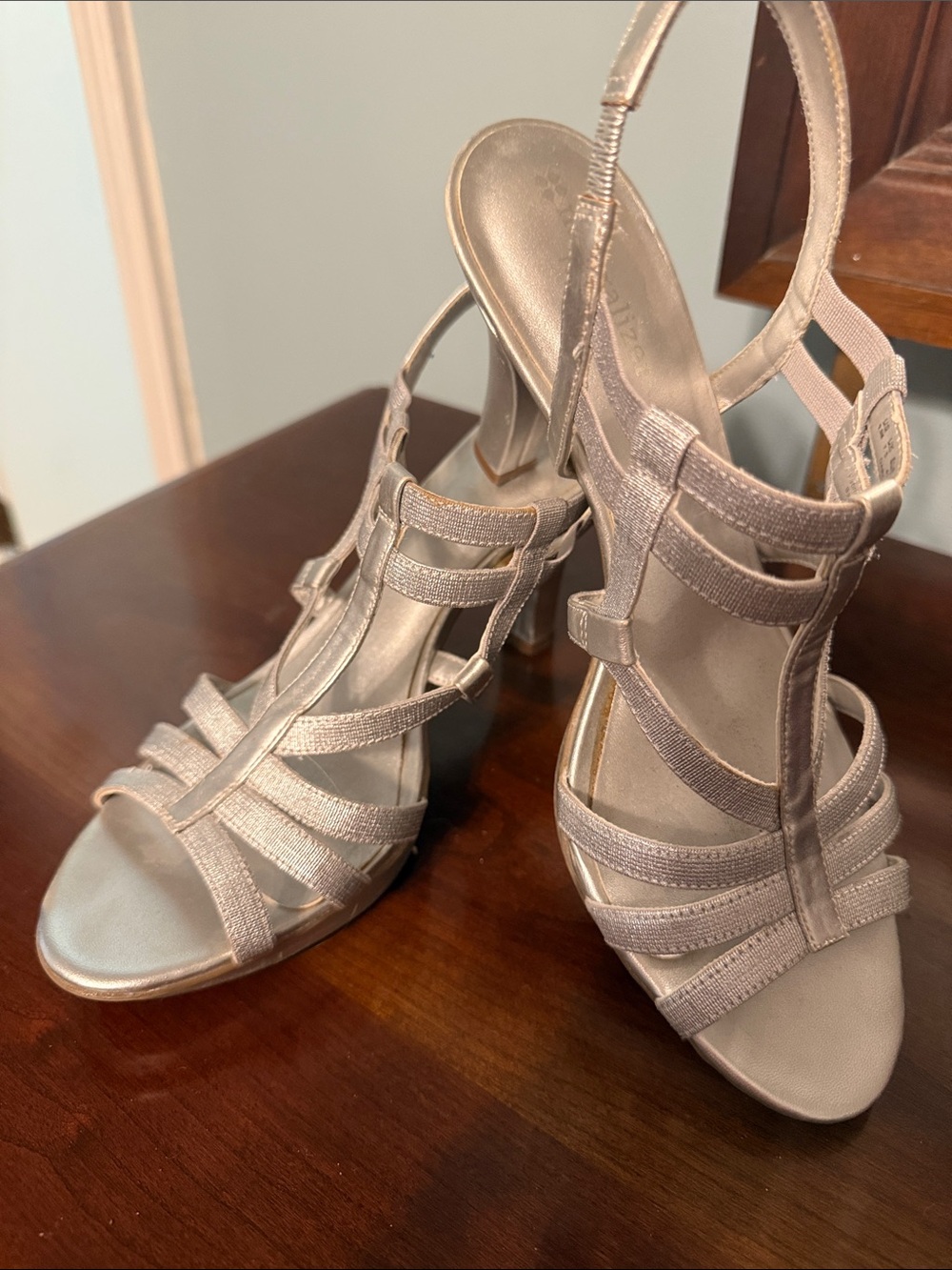 Naturalizer Metallic Silver T-Strap Heels